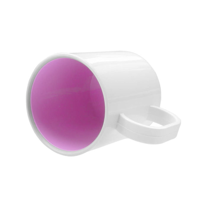 Caneca Plástica Branca e Interior Rosa - Imagem 3