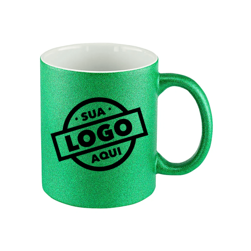 Caneca Personalizada com Glitter Verde