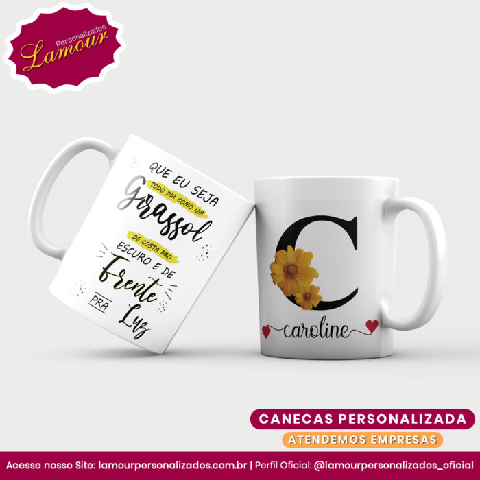 Caneca Personalizada Letra Inicial AZ Floral - Imagem 3