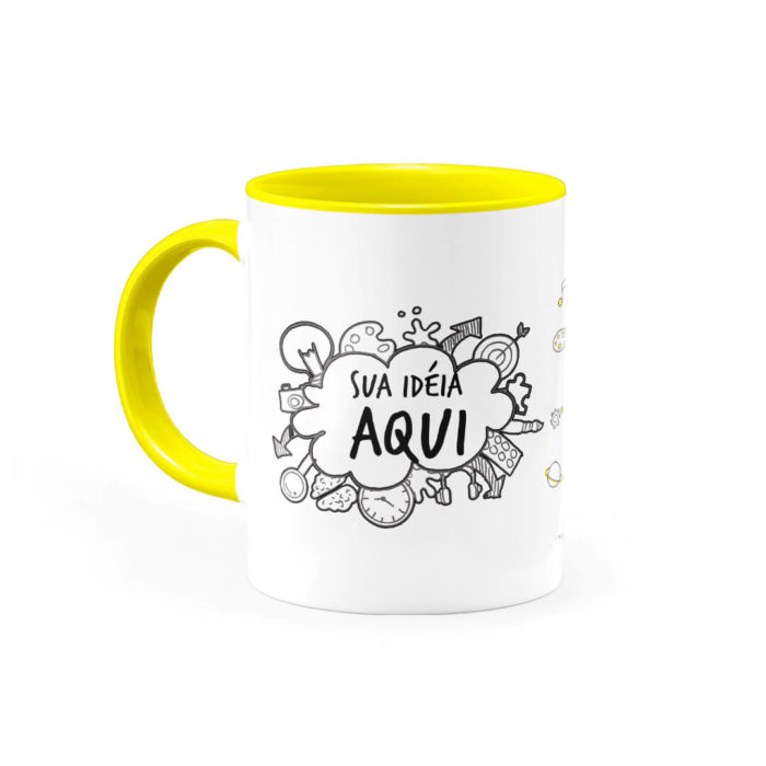 Caneca Personalizada com Alça e Interior Amarela
