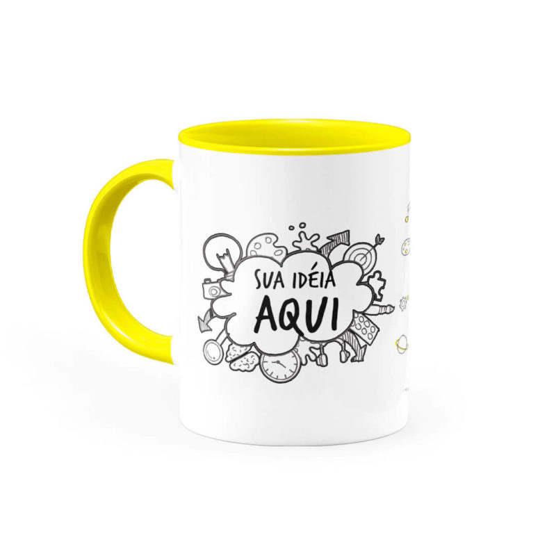 Caneca Personalizada com Alça e Interior Amarela