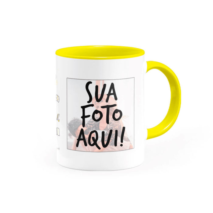 Caneca Personalizada com Alça e Interior Amarela - Imagem 3