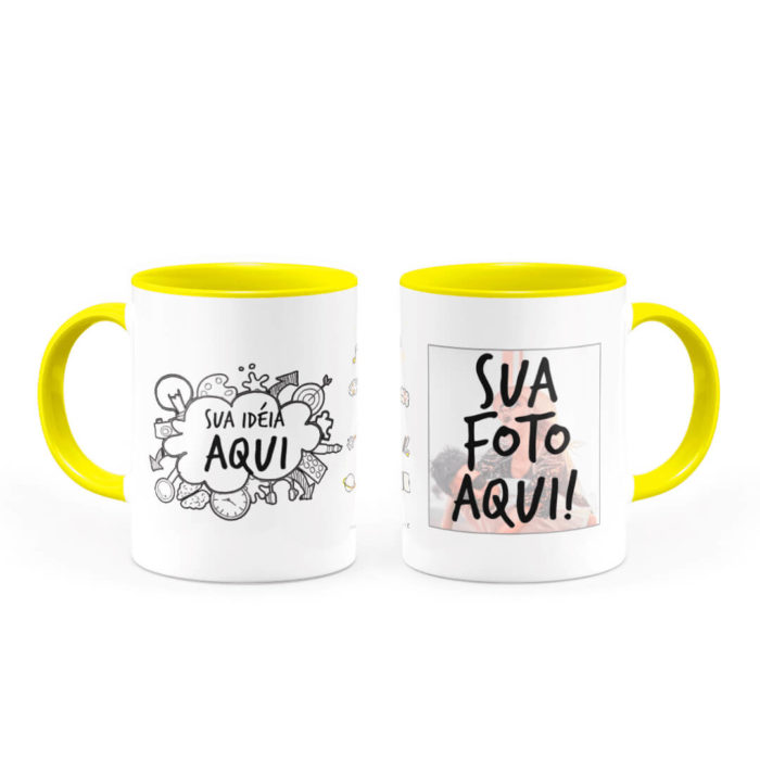 Caneca Personalizada com Alça e Interior Amarela - Imagem 5