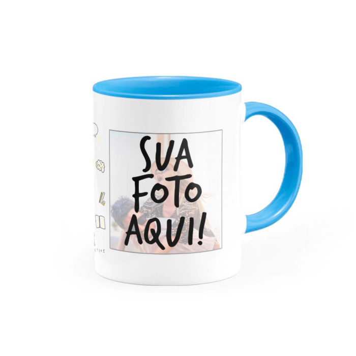 Caneca Personalizada com Alça e Interior Azul Claro - Imagem 3