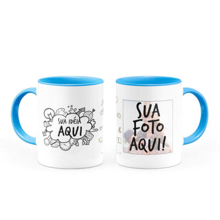 Caneca Personalizada com Alça e Interior Azul Claro - Imagem 5