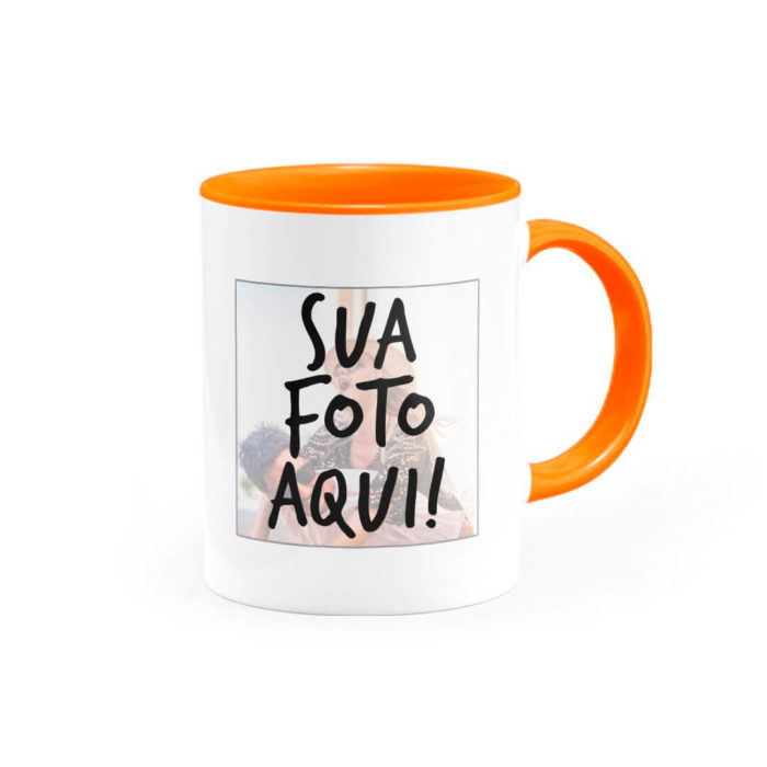 Caneca Personalizada com Alça e Interior Laranja - Imagem 3