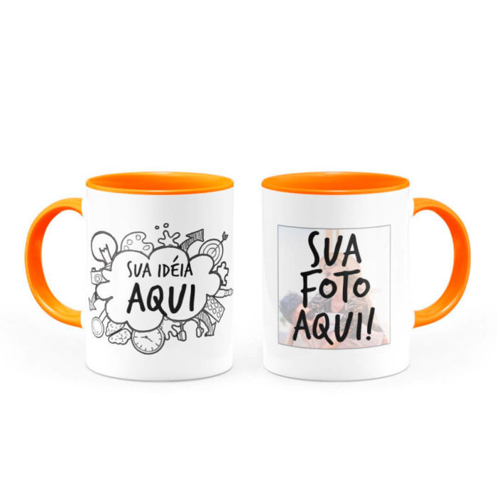 Caneca Personalizada com Alça e Interior Laranja - Imagem 5