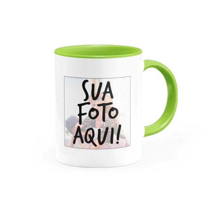 Caneca Personalizada com Alça e Interior Verde Claro - Imagem 3