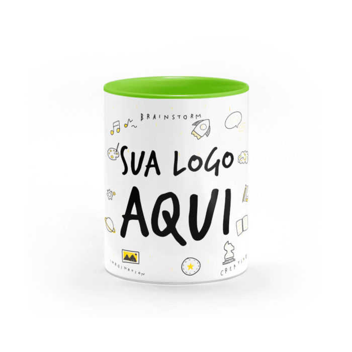 Caneca Personalizada com Alça e Interior Verde Claro - Imagem 4