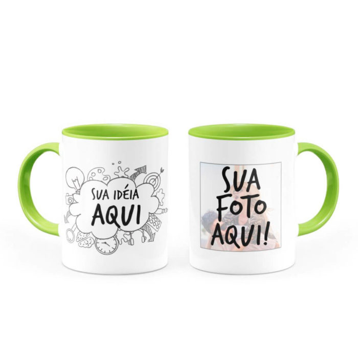 Caneca Personalizada com Alça e Interior Verde Claro - Imagem 5