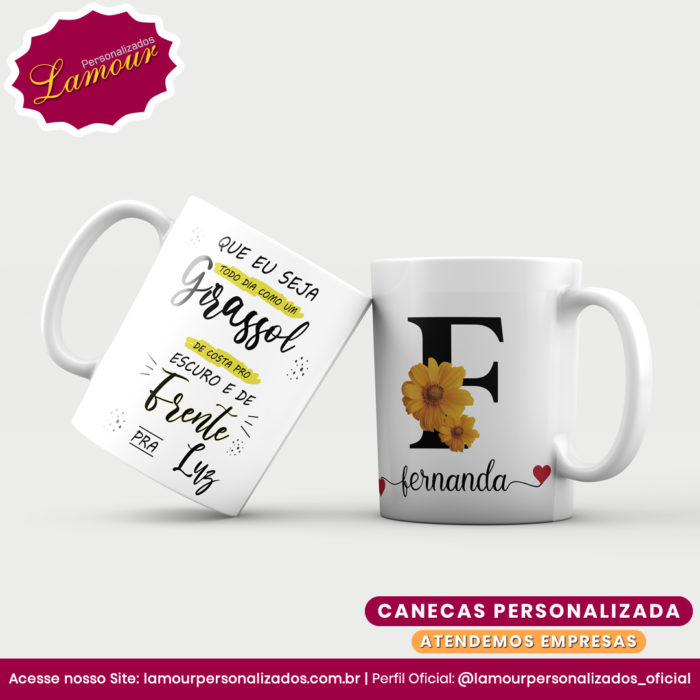 Caneca Personalizada Letra Inicial AZ Floral - Imagem 6