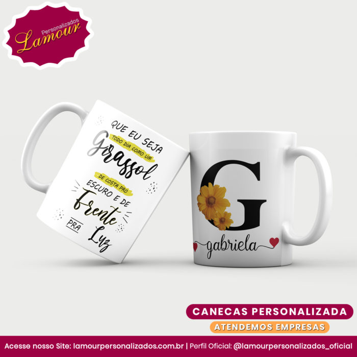 Caneca Personalizada Letra Inicial AZ Floral - Imagem 7