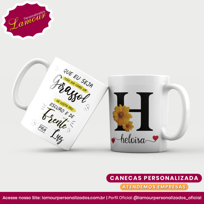Caneca Personalizada Letra Inicial AZ Floral - Imagem 8