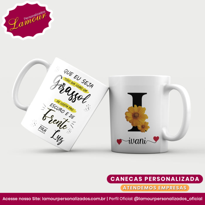 Caneca Personalizada Letra Inicial AZ Floral - Imagem 9