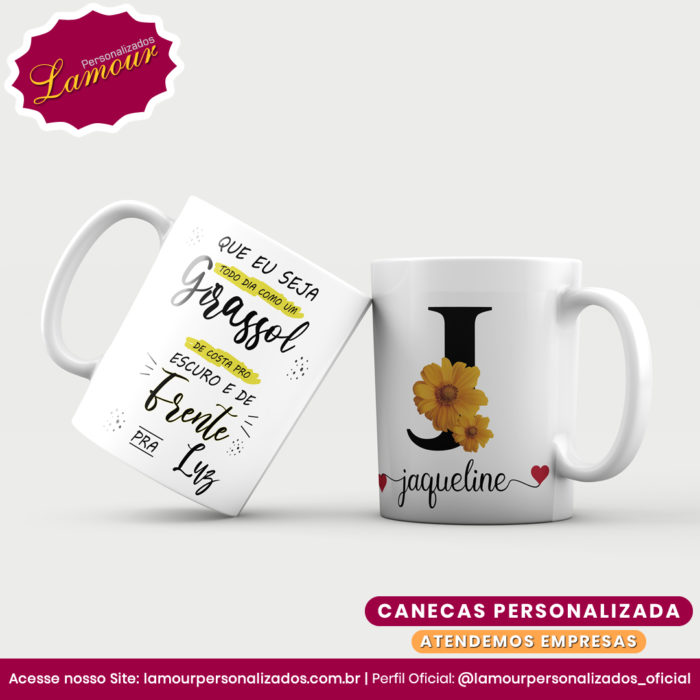 Caneca Personalizada Letra Inicial AZ Floral - Imagem 10