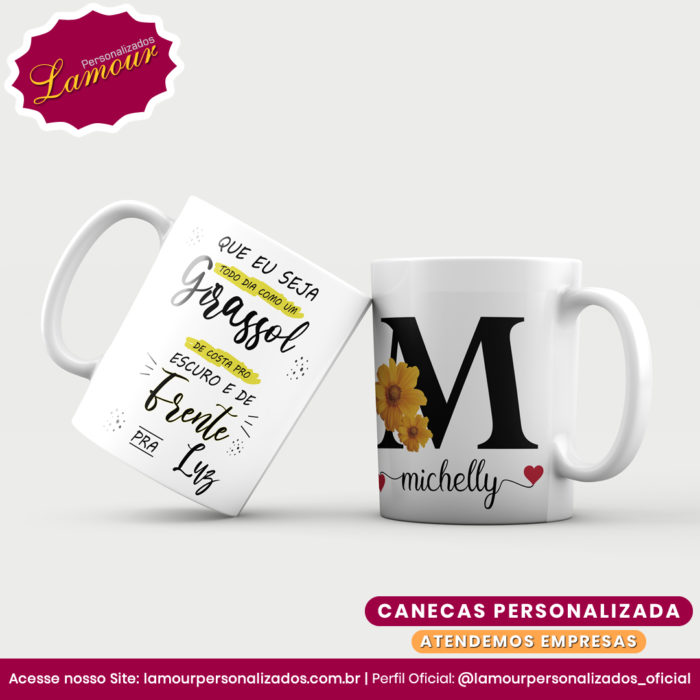 Caneca Personalizada Letra Inicial AZ Floral - Imagem 13