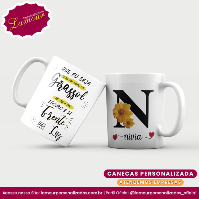 Caneca Personalizada Letra Inicial AZ Floral - Imagem 14