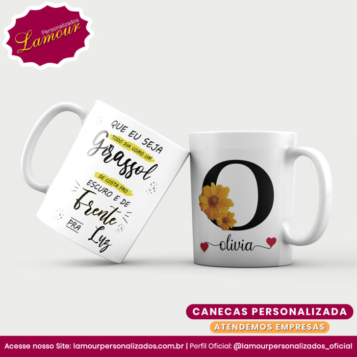 Caneca Personalizada Letra Inicial AZ Floral - Imagem 15