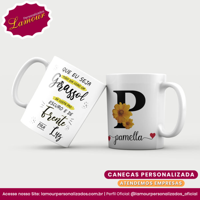 Caneca Personalizada Letra Inicial AZ Floral - Imagem 16