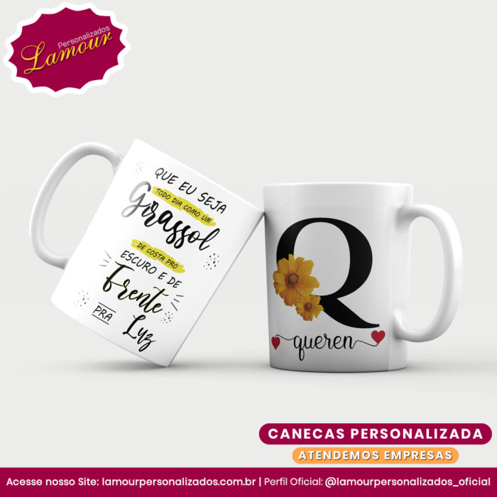 Caneca Personalizada Letra Inicial AZ Floral - Imagem 17