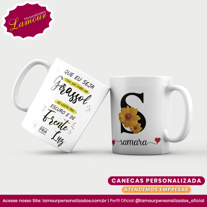 Caneca Personalizada Letra Inicial AZ Floral - Imagem 19