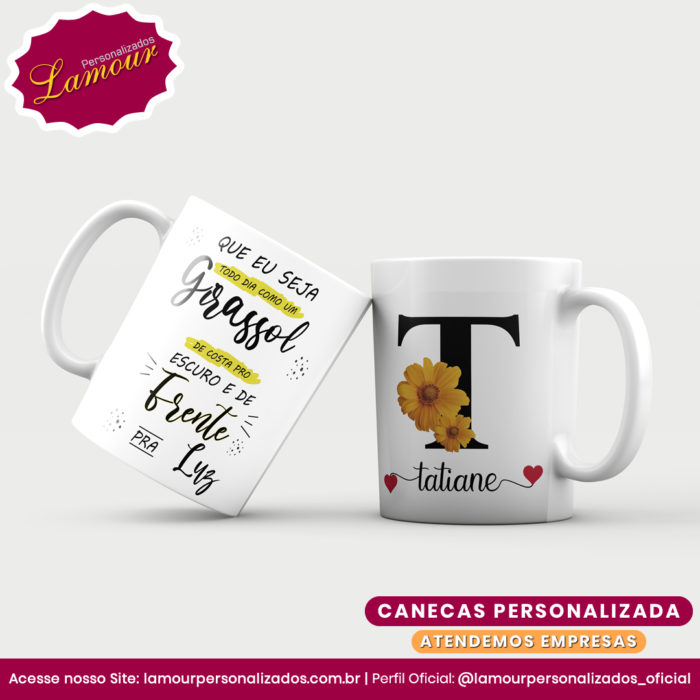 Caneca Personalizada Letra Inicial AZ Floral - Imagem 20