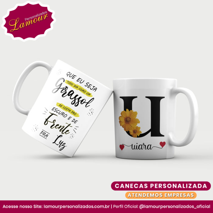 Caneca Personalizada Letra Inicial AZ Floral - Imagem 21
