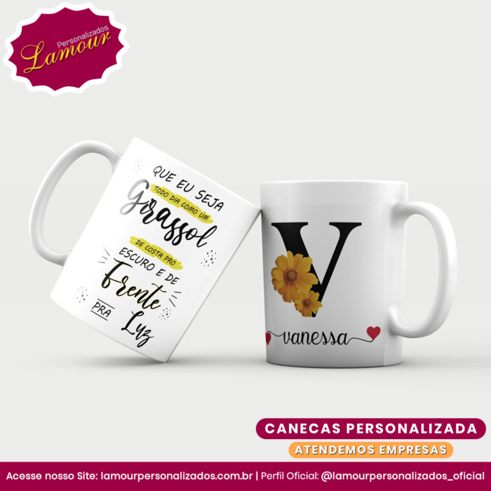 Caneca Personalizada Letra Inicial AZ Floral - Imagem 22