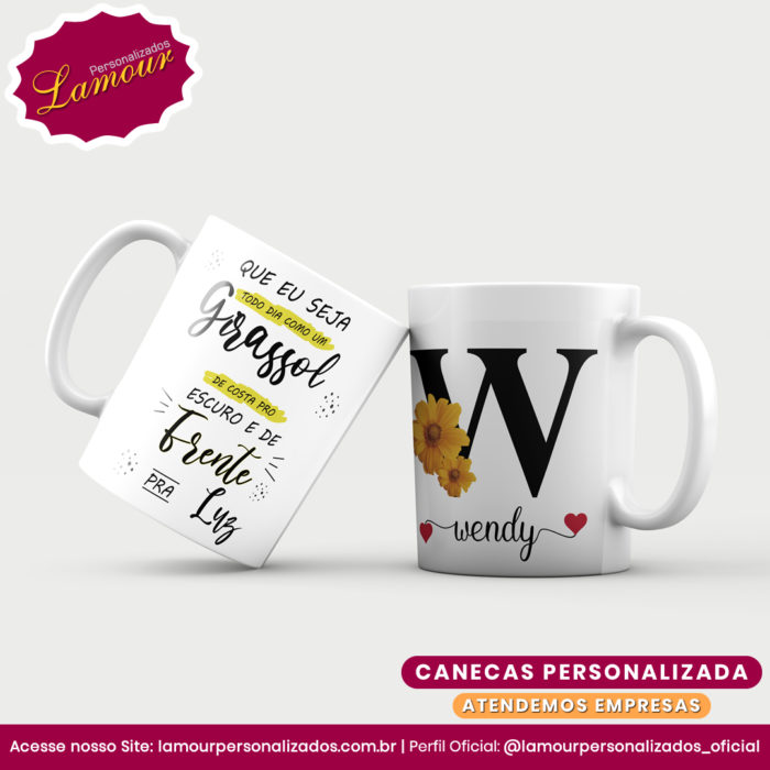 Caneca Personalizada Letra Inicial AZ Floral - Imagem 24
