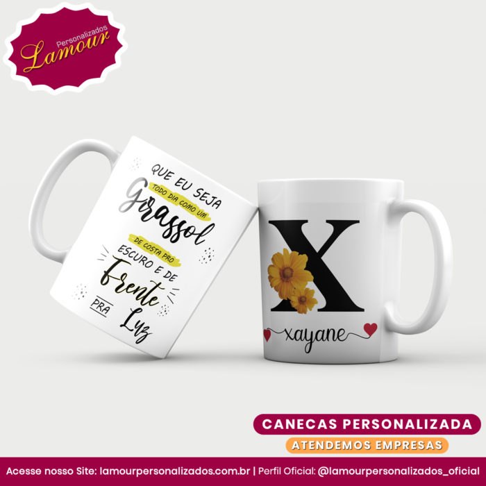 Caneca Personalizada Letra Inicial AZ Floral - Imagem 23
