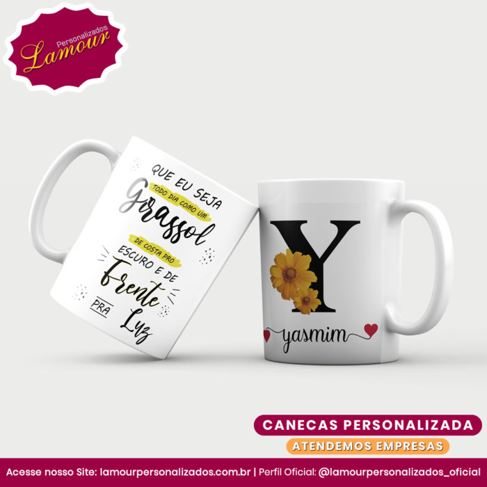 Caneca Personalizada Letra Inicial AZ Floral - Imagem 25